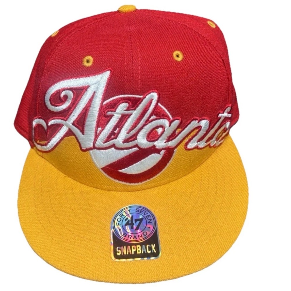 Atlanta Hawks Hat Cap Snap Back Red Gold NBA Basketball Mens Hardwood Classic